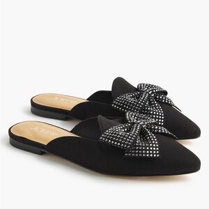 J. Crew Factory Rhinestone Bow Mule in Black Size 6.5